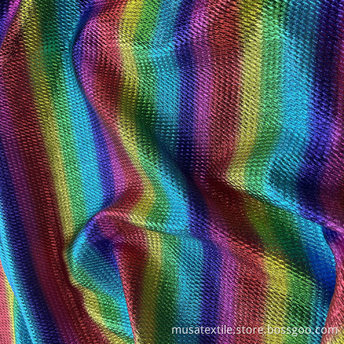 Tissu de balle arc-en-ciel métallique en polyester en polyester spandex